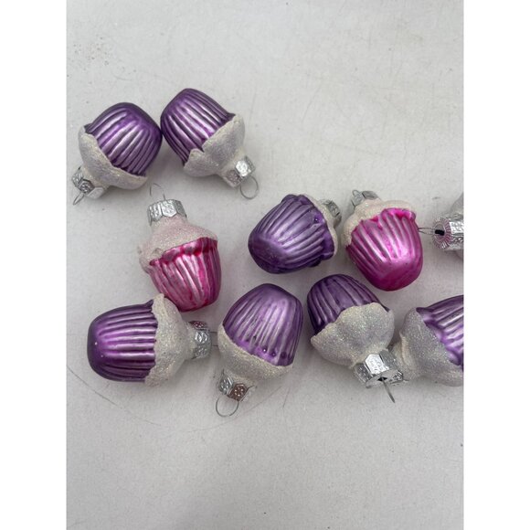Vintage Purple Pink Glass Ornaments Set Tree Decor Retro Holiday Shiny Brite - Picture 5 of 6
